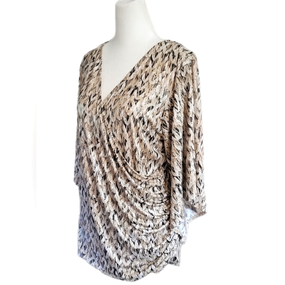 NWT MSK mock wrap, v-neck, sparkling blouse with sequin accents! Plus Sz 1x - Picture 7 of 13
